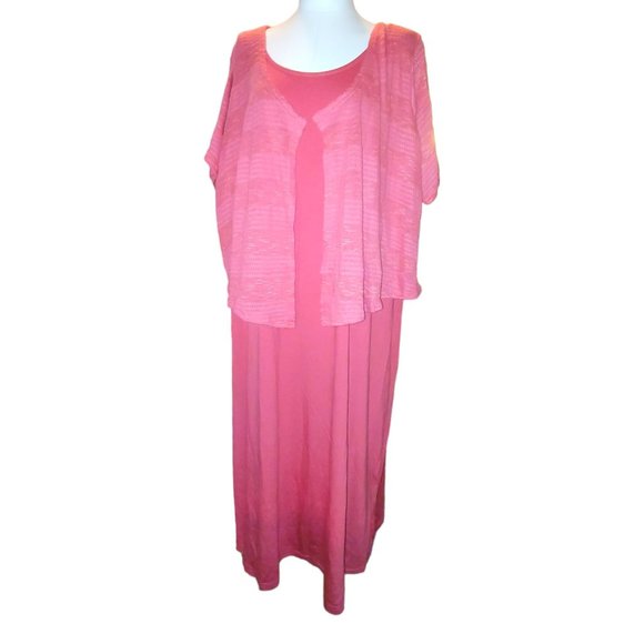 Pink Sweater Dress and Jacket Set Maxi Size 3X 26/28 Woman's JJ3287 - Picture 2 of 10